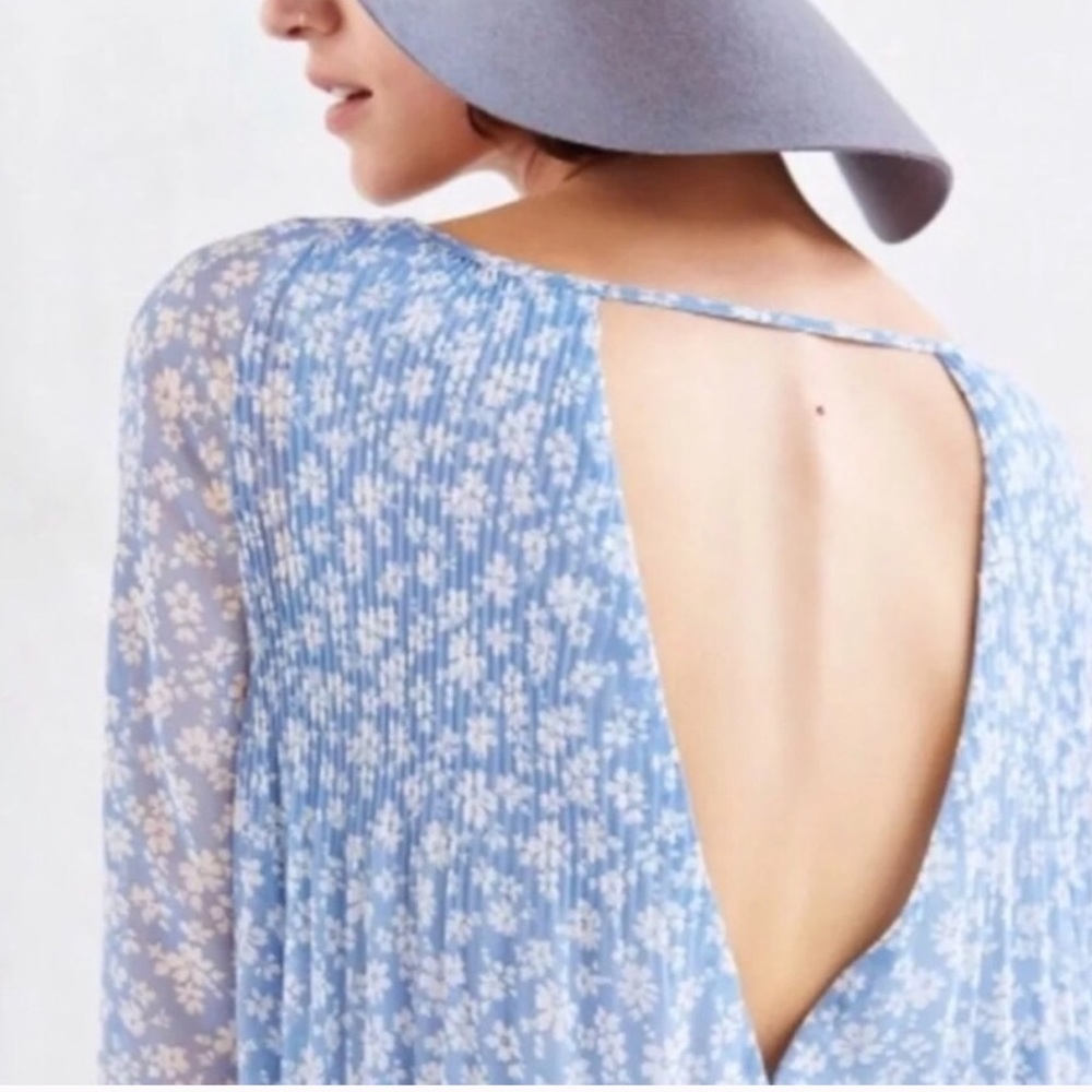 Uo Kimchi Blue Floral Chiffon Swing Dress - image 2